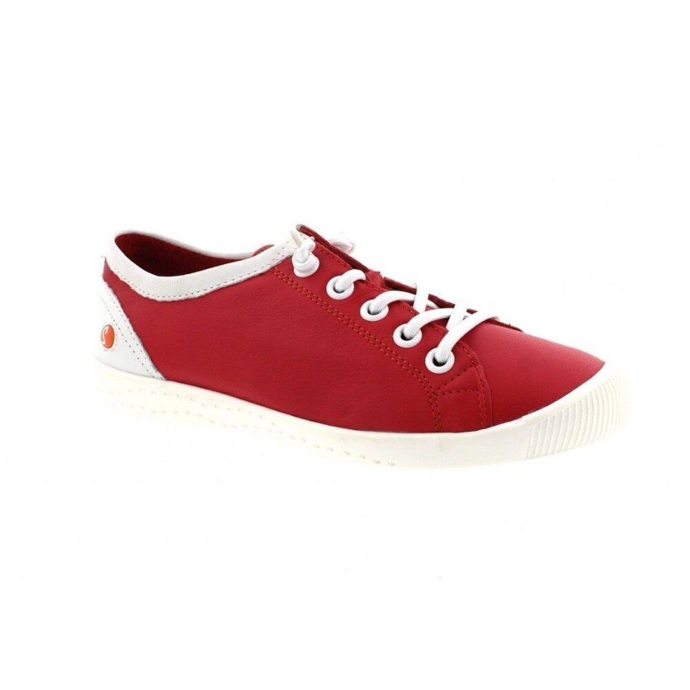 Softinos Isla Red White Genuine Leather Lace Up Fashion Sneakers 41 9.5 10